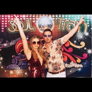 Vici Sequin Jumpsuit in Red/Burgundy